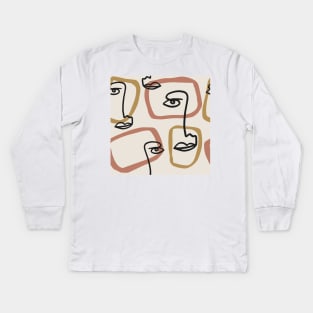 One Line Face Kids Long Sleeve T-Shirt